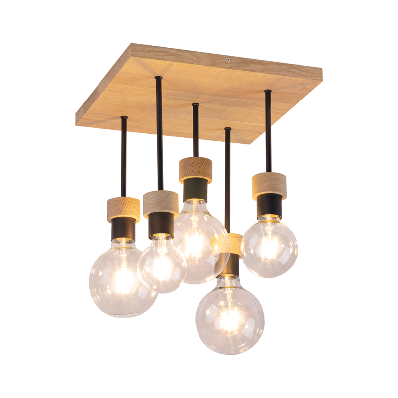 Britop Lighting Chandelle 5L plafonnier bois clair E27