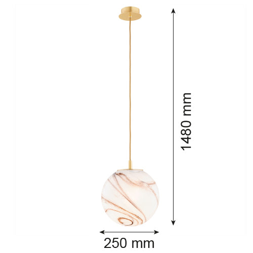 Argon Almiros 1L pendant lamp E27 H 153cm