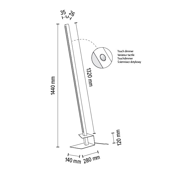 Britop Lighting Forestier 1L lattiavalaisin LED 18W, K 144cm