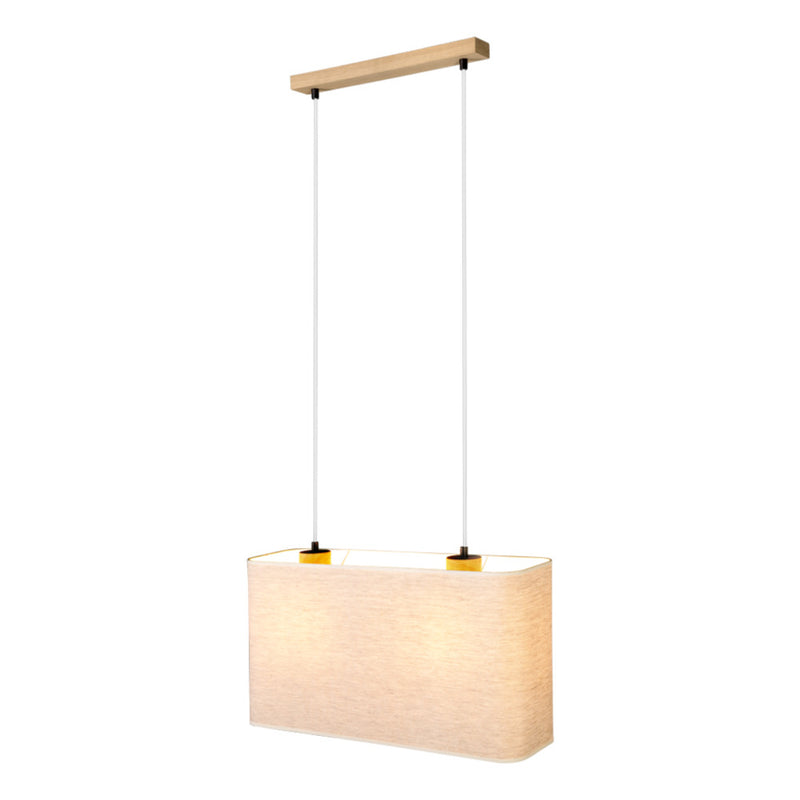 Boho Pendant Lamp 2xE27 Max.40W Oiled Oak/Transparent PVC/Beige