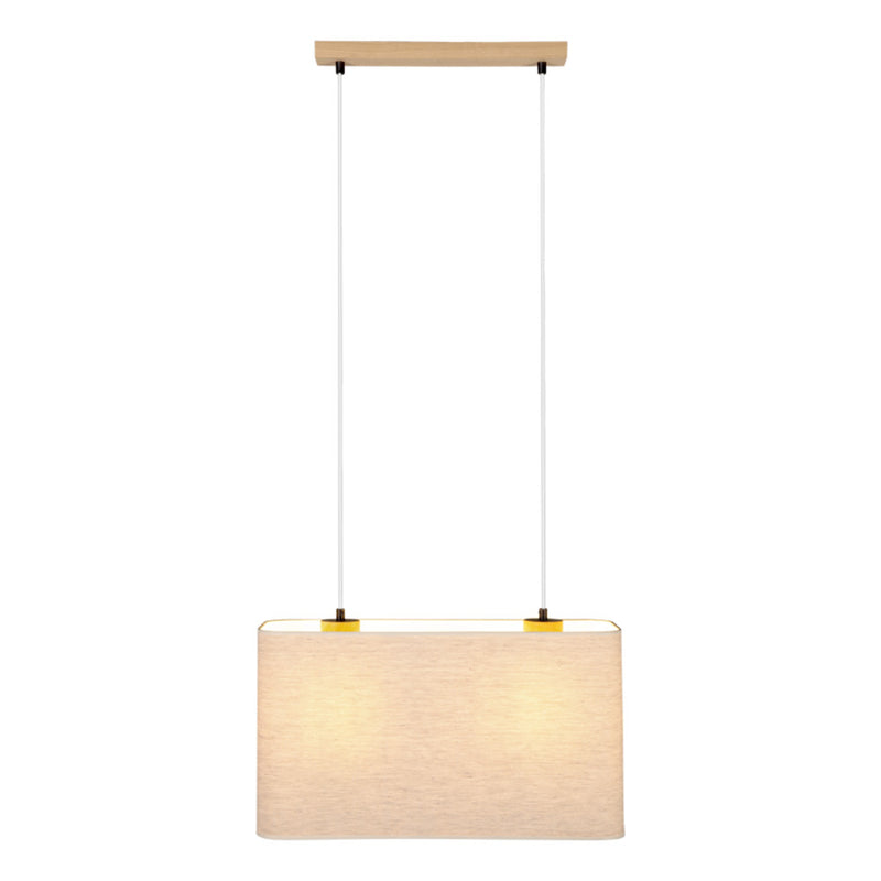 Boho Pendant Lamp 2xE27 Max.40W Oiled Oak/Transparent PVC/Beige