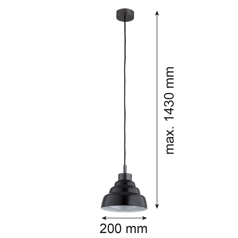 Argon Ventura 1L pendant lamp E27 H 143cm