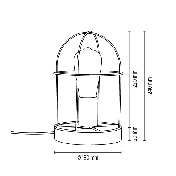 Britop Lighting Netuno 1L pöytävalaisin E27, K 24cm