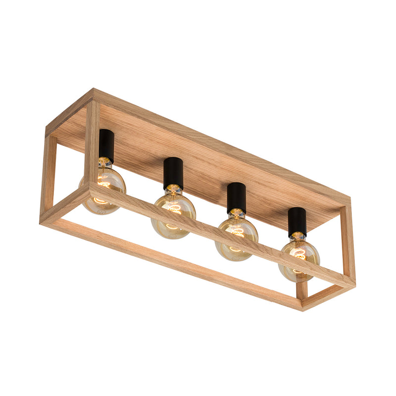 Kago Ceiling Lamp 4xE27 Max.60W Oiled Oak/Black