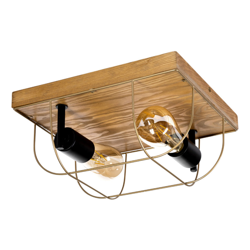 Netuno Pendant 1xE27 Max.60W Stained Pine/Black/Gold