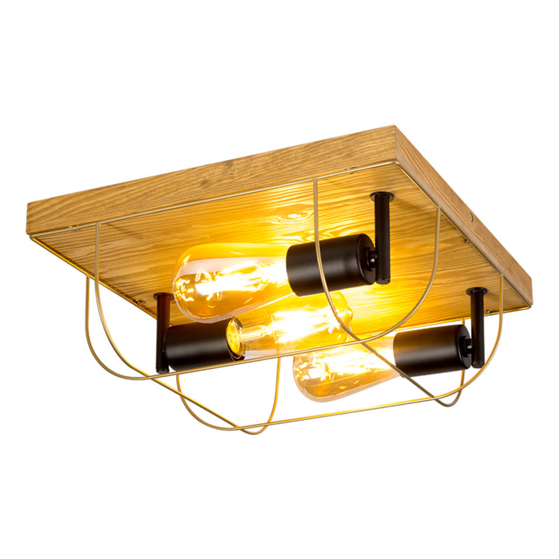 Netuno Pendant 3xE27 Max. 60W Black / Oiled Oak