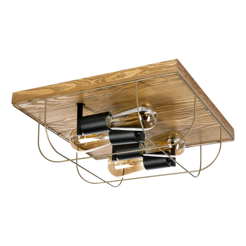 Netuno Pendant 3xE27 Max.60W Stained Pine/Black/Gold