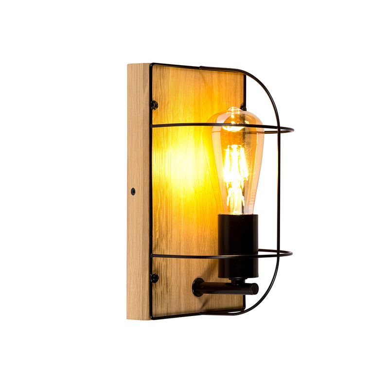 Netuno Wall Lamp 1xE27 Max.15W LED Oiled Oak/Black