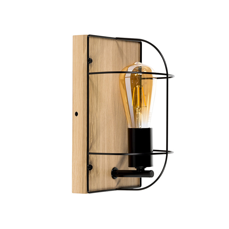 Netuno Wall Lamp 1xE27 Max.15W LED Oiled Oak/Black