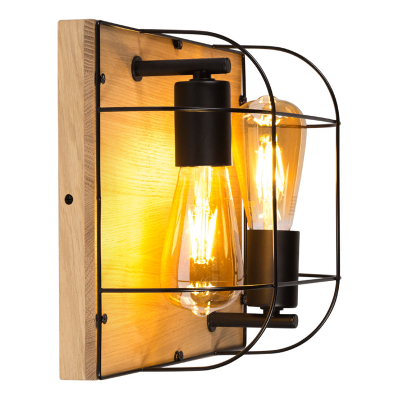 Netuno Wall Lamp 1xE27 Max.15W LED Oiled Oak/Black