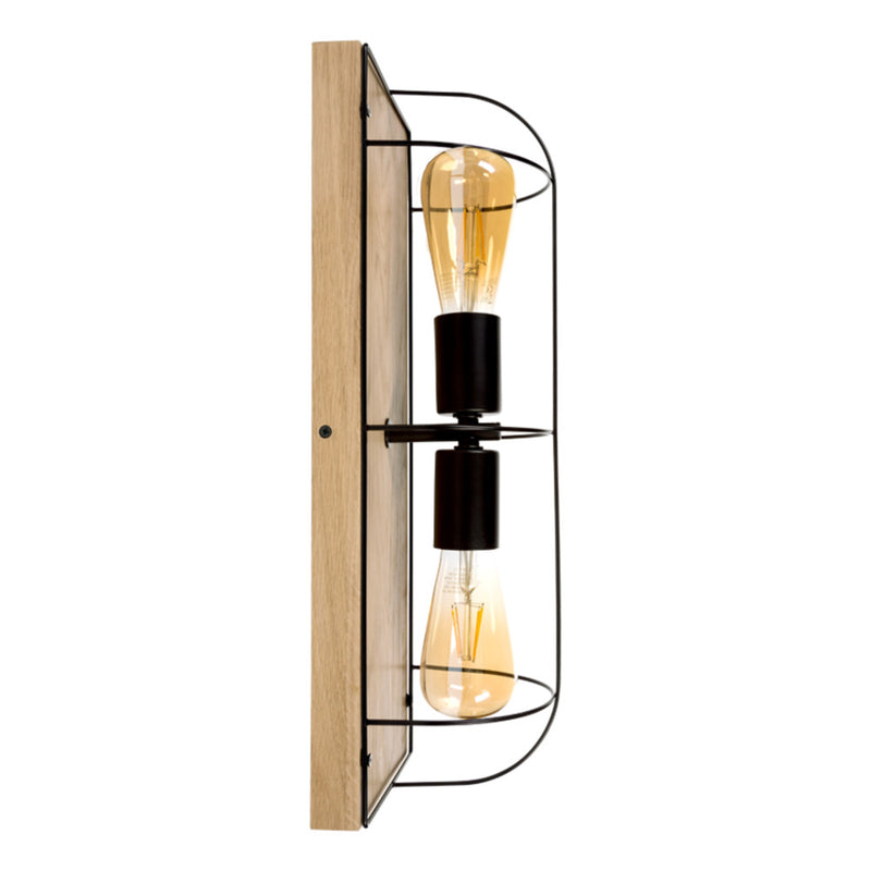 Netuno Wall Lamp 1xE27 Max.15W LED Oiled Oak/Black