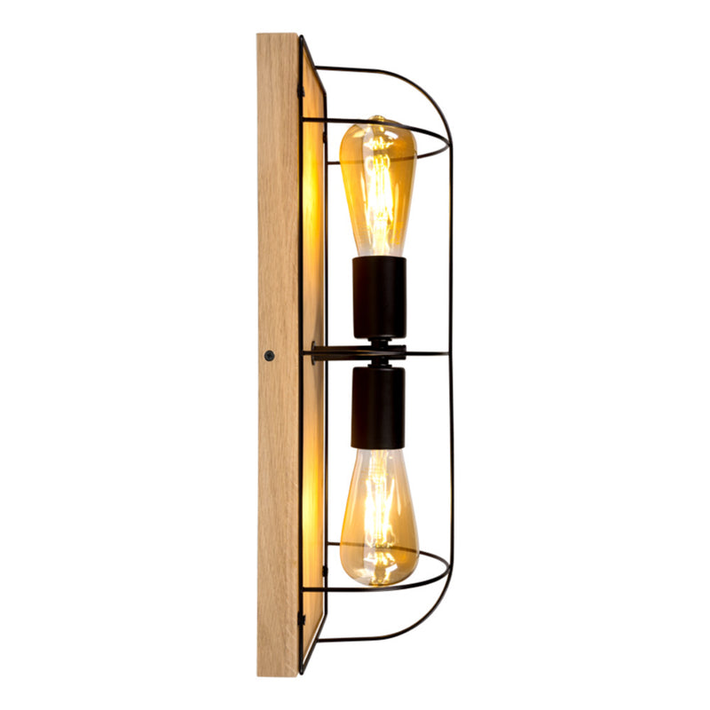 Netuno Wall Lamp 1xE27 Max.15W LED Oiled Oak/Black