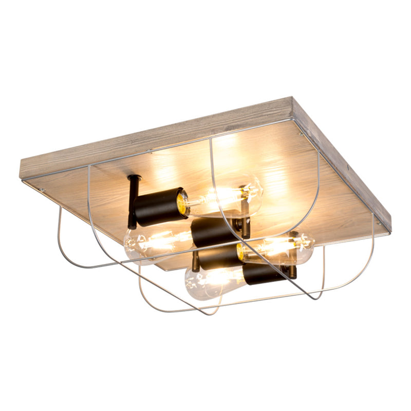 Netuno Ceiling Lamp 3xE27 Max.15W Led Oiled Oak / Black