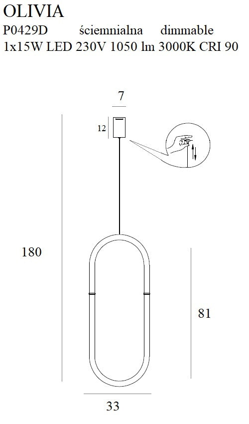 Maxlight Olivia 1L pendant lamp LED, D 7cm