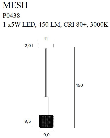 Maxlight Mesh 1L suspension LED, D 9cm