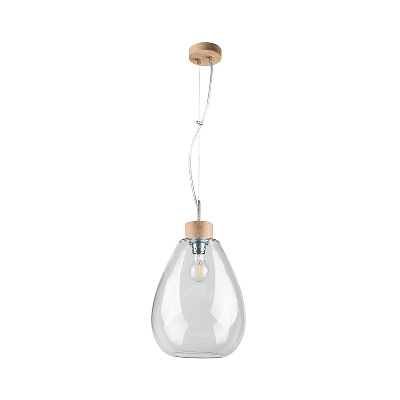 Piro Pendant Lamp 1xE27 Max.60W Oiled Oak/Transparent/Transparent