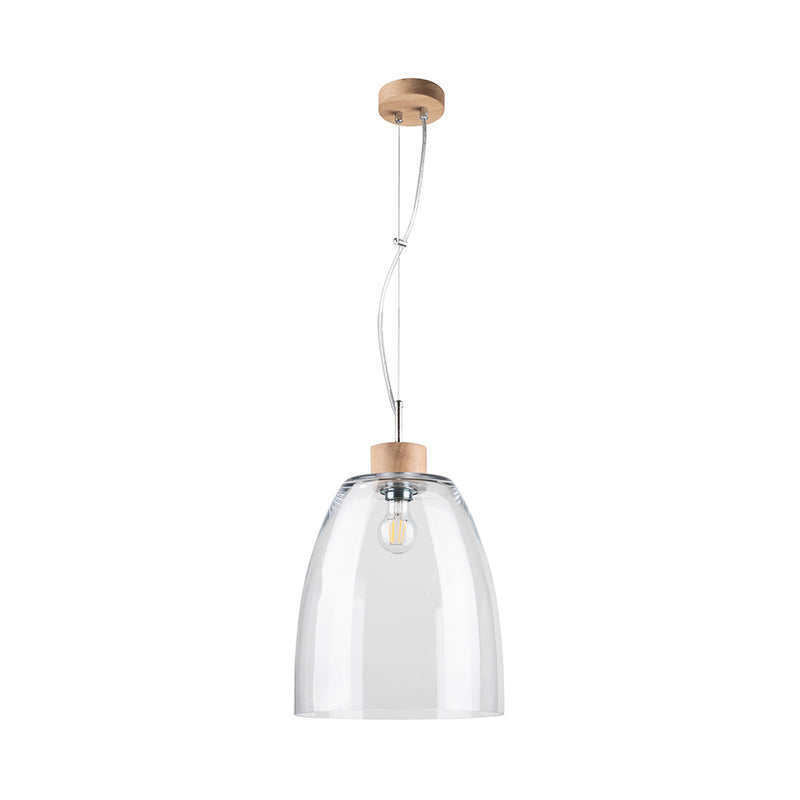 Campana Pendant Lamp 1xE27 Max.60W Oiled Oak/Transparent/Transparent