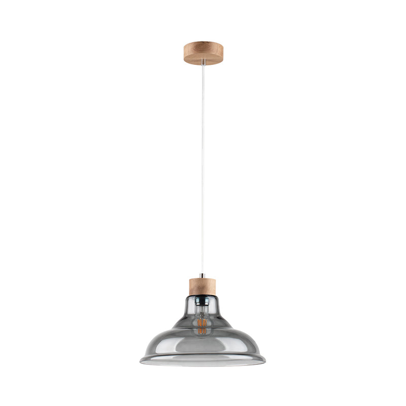 Avino Pendant Lamp 1xE27 Max.60W Oiled Oak/Transparent/Smoked Glass