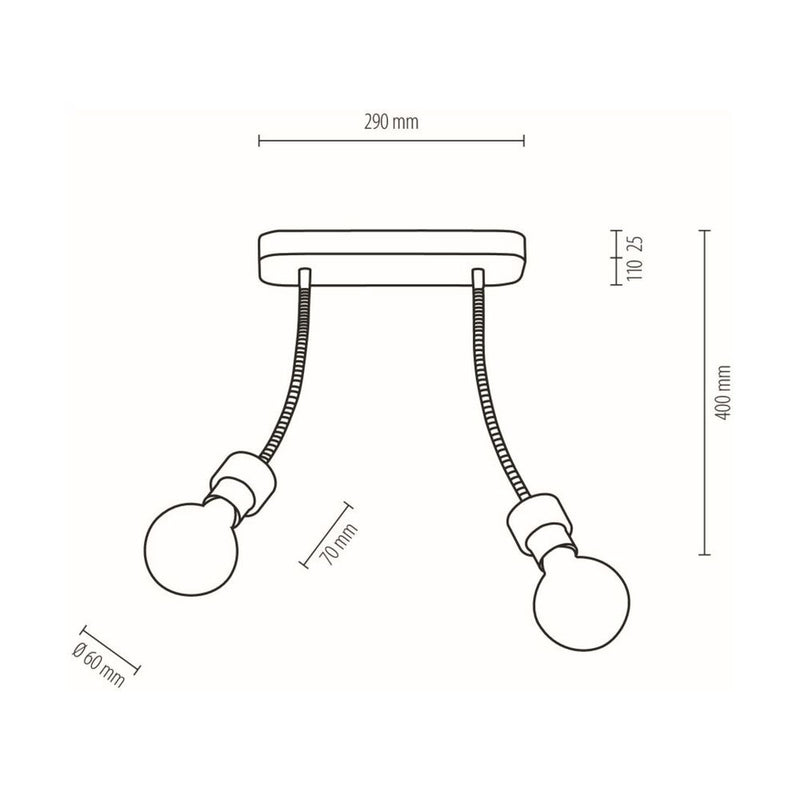 Britop Lighting Plafonnier Allumer 2L E27, L 29cm