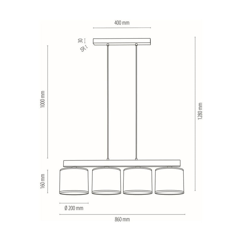 Aprillia Pendant Lamp 4xE27 Max.25W Oiled Oak/Transparent PVC/White