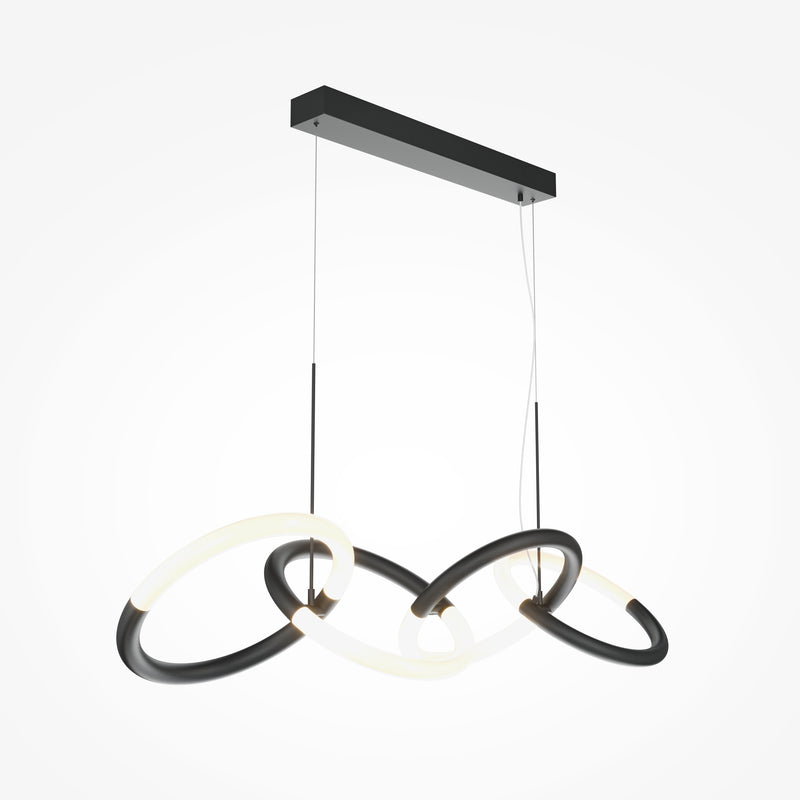 Maytoni Node 4L linear suspension ceiling lamp, black LED H 120cm