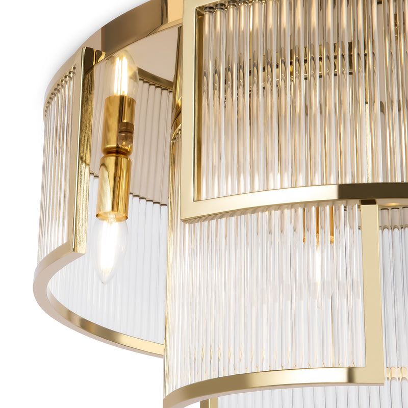 Maytoni Frame 6L flush mount ceiling lamp, gold E14 D 55.4cm