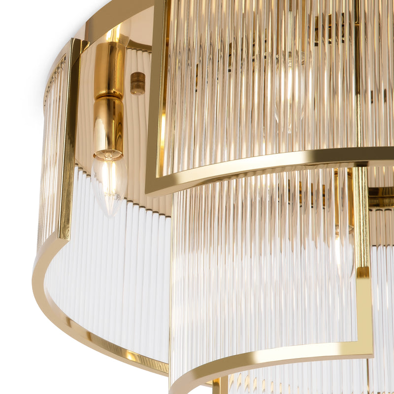 Maytoni Frame 9L flush mount ceiling lamp, gold E14 D 65cm