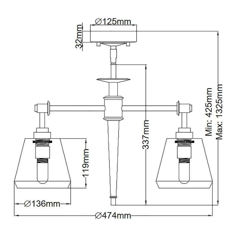 Lampe à suspension Elstead Lighting (BATH-AGATHA3P-PC) Agatha laiton, verre, acrylique G9 3 ampoules