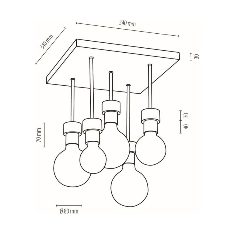 Britop Lighting Chandelle 5L plafonnier bois clair E27