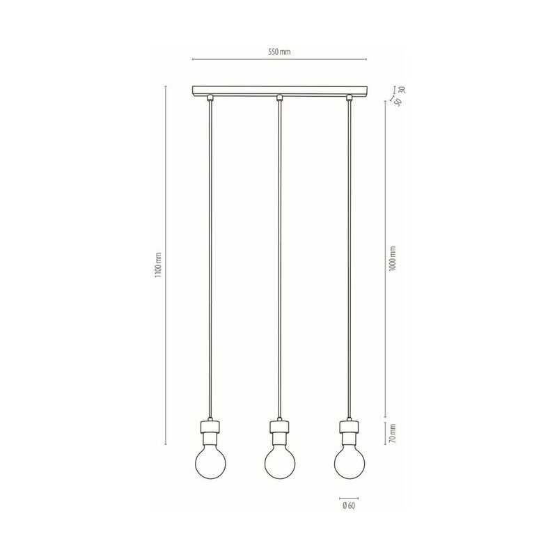 Britop Lighting Clarte Lámpara de techo de suspensión lineal 3L E27, An. 55 cm