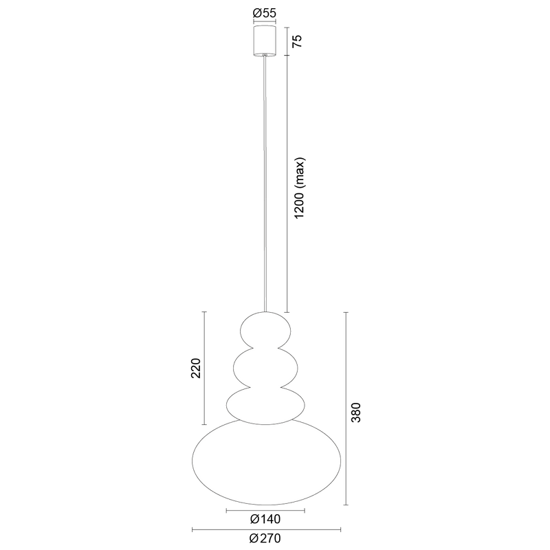 Argon Diego 1L pendant lamp GU10 H 165.5cm