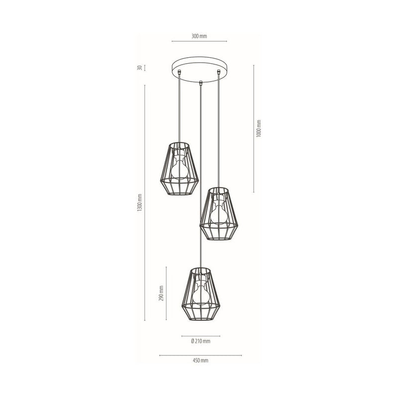 Endorfina Pendant Lamp 3xE27 Max.60W /Black/Oiled Oak/Black PVC/Black