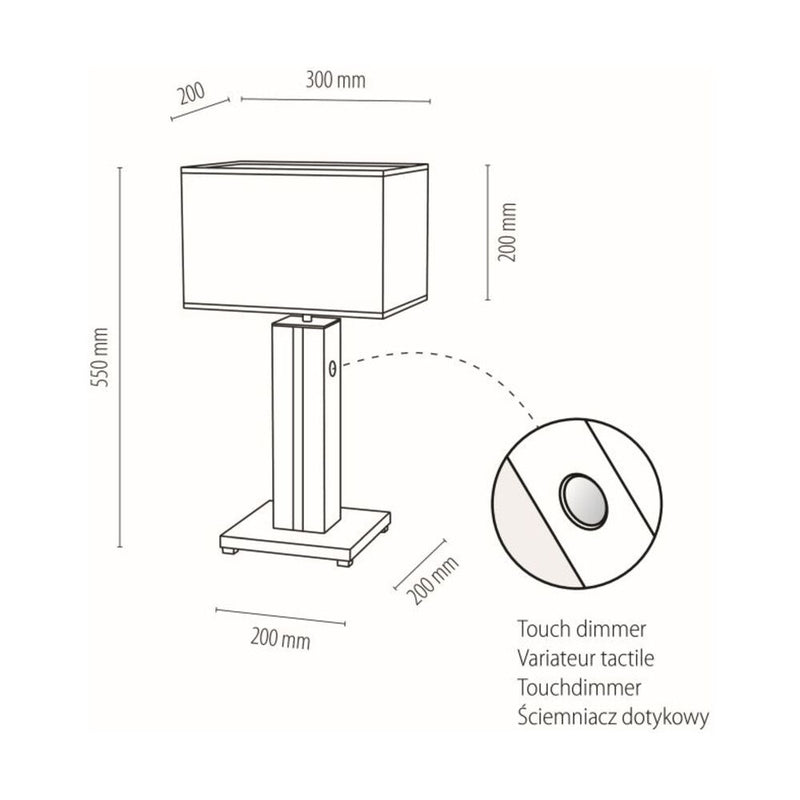 Flame Table Lamp 1xE27 Max.40W, 1x LED 12V Integrated 4.6W Gray/Oak/Black PVC/White