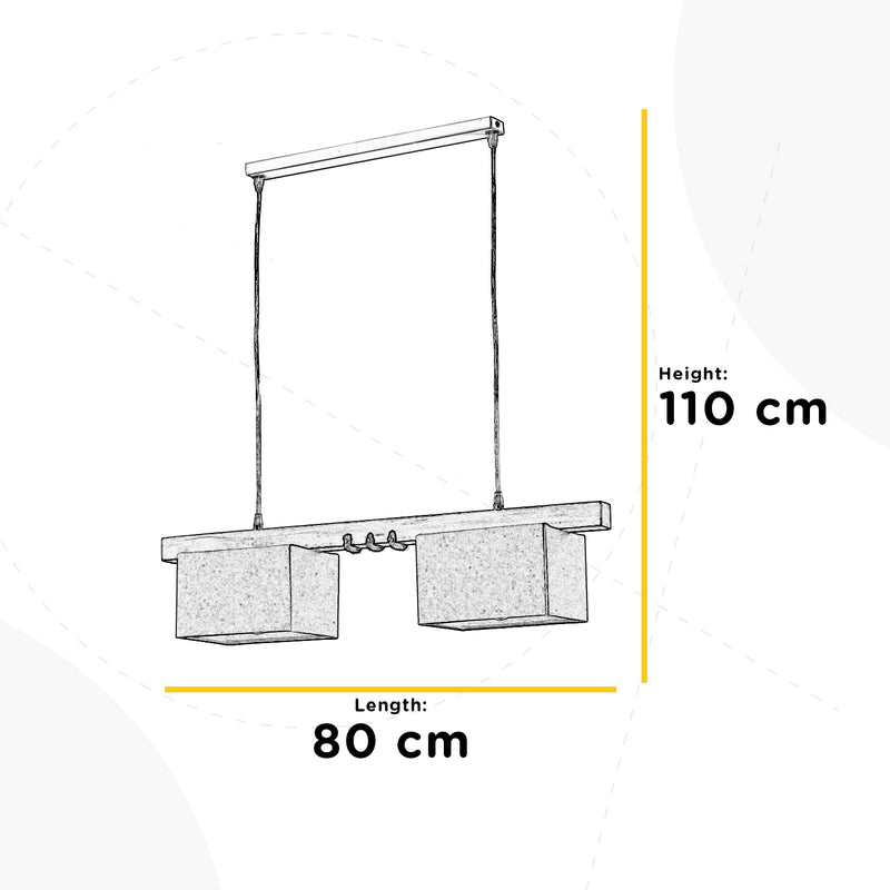 Onli Lighting Gea 2L linear suspension ceiling lamp E27 W 80cm