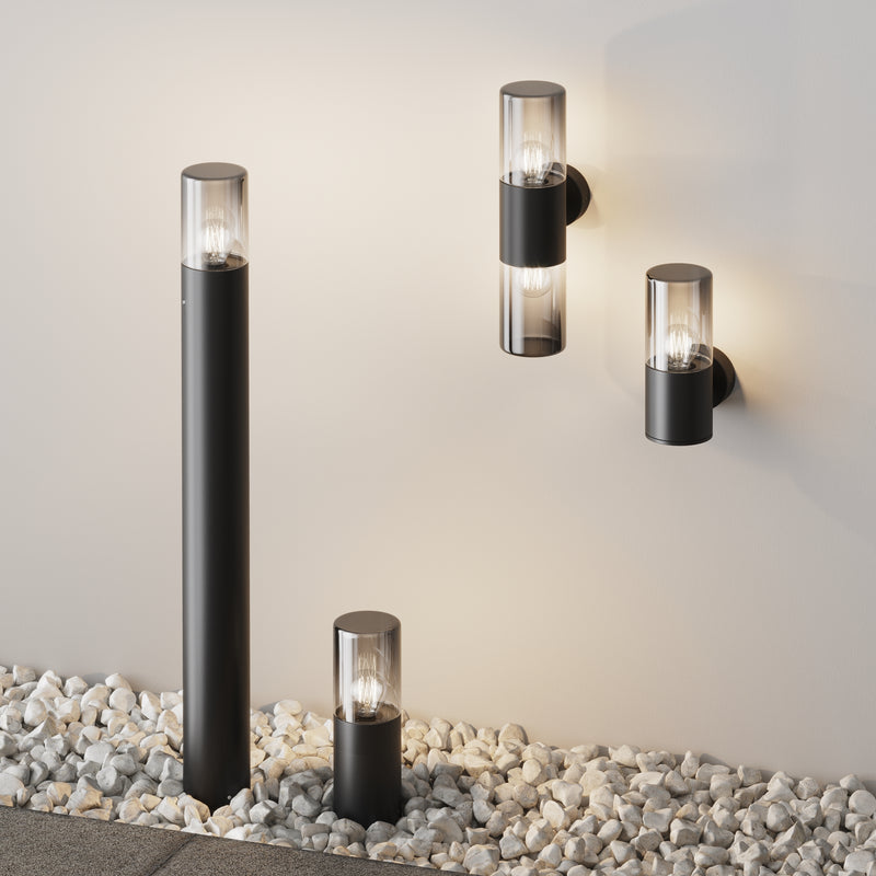 Maytoni Amas 1L outdoor wall lamp, graphite E27 H 21cm