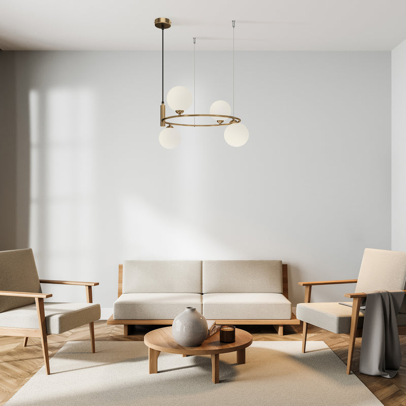 Maytoni Ring 4L pendant lamp, brass G9 D 40cm