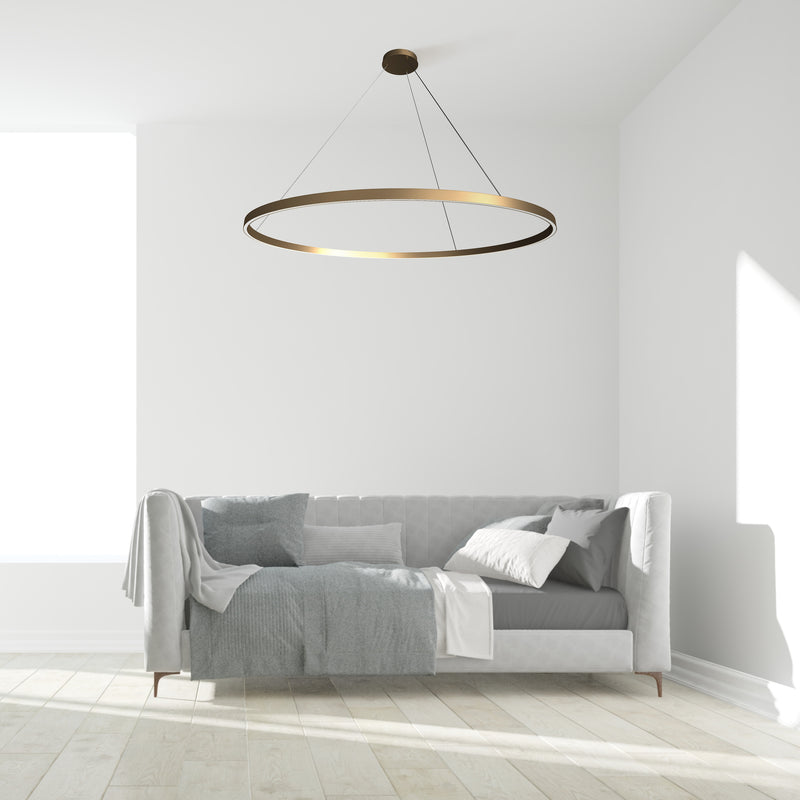 Maytoni Rim 1L pendant lamp, black LED D 120cm