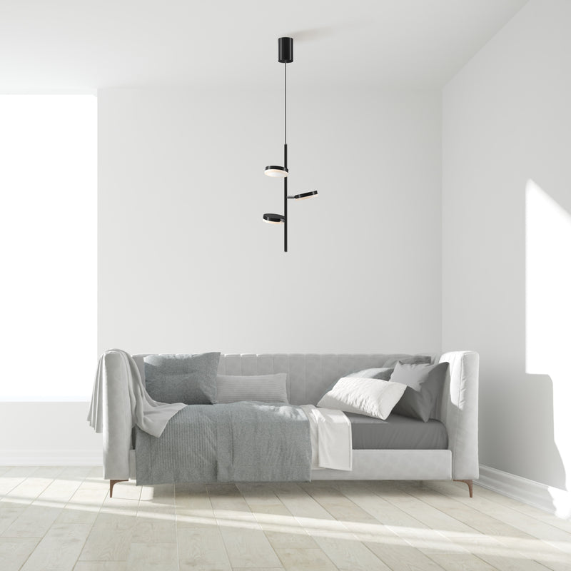 Maytoni Fad 3L pendant lamp, black LED D 35cm