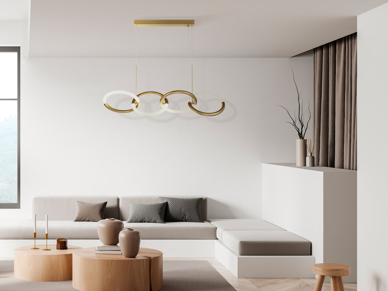 Maytoni Node 4L linear suspension ceiling lamp, LED H 120cm