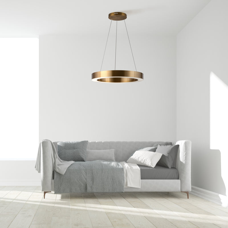 Maytoni Saturno 1L pendant lamp, brass LED D 40cm