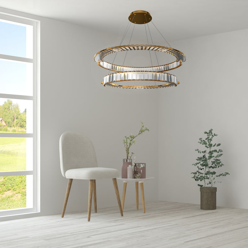 Maytoni Krone 2L pendant lamp, gold LED D 80.5cm