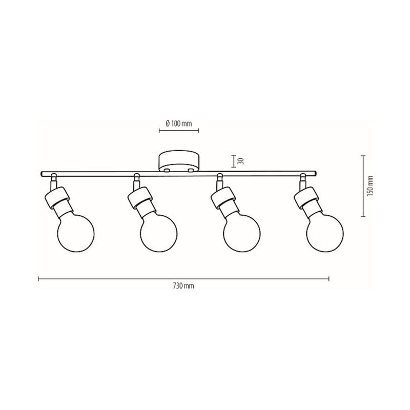 Marjolaine Ceiling lamp 4xE27 Max.25W Black/Oiled Oak