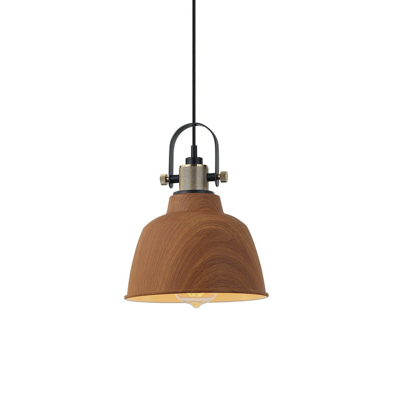 Pendant lamp Ineslam metal E27 bronze/white/wood