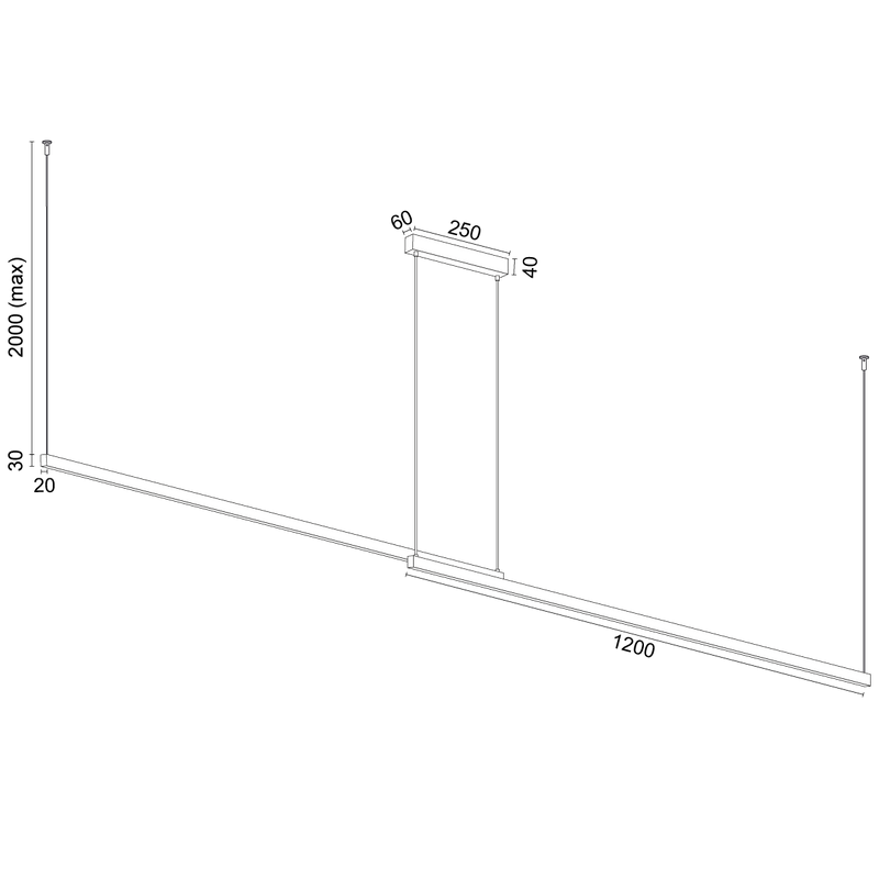 Argon Miami 1L pendant lamp W 120cm