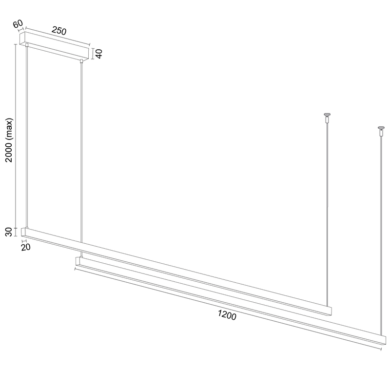 Argon Miami 1L pendant lamp W 120cm