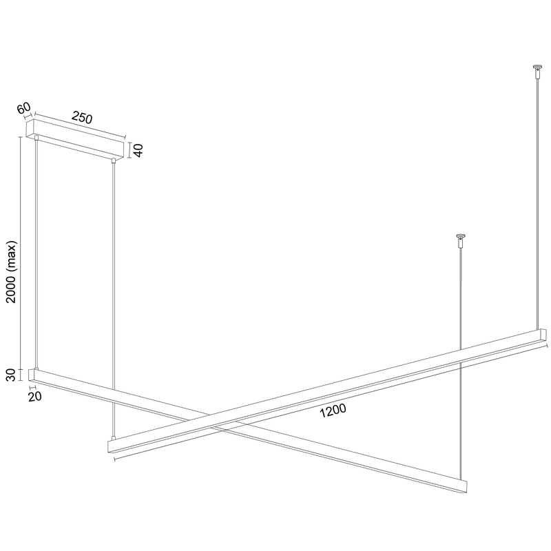 Argon Miami 1L pendant lamp W 120cm