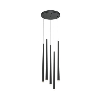 Maytoni Cascade 5L pendant lamp, black LED H 219.3cm