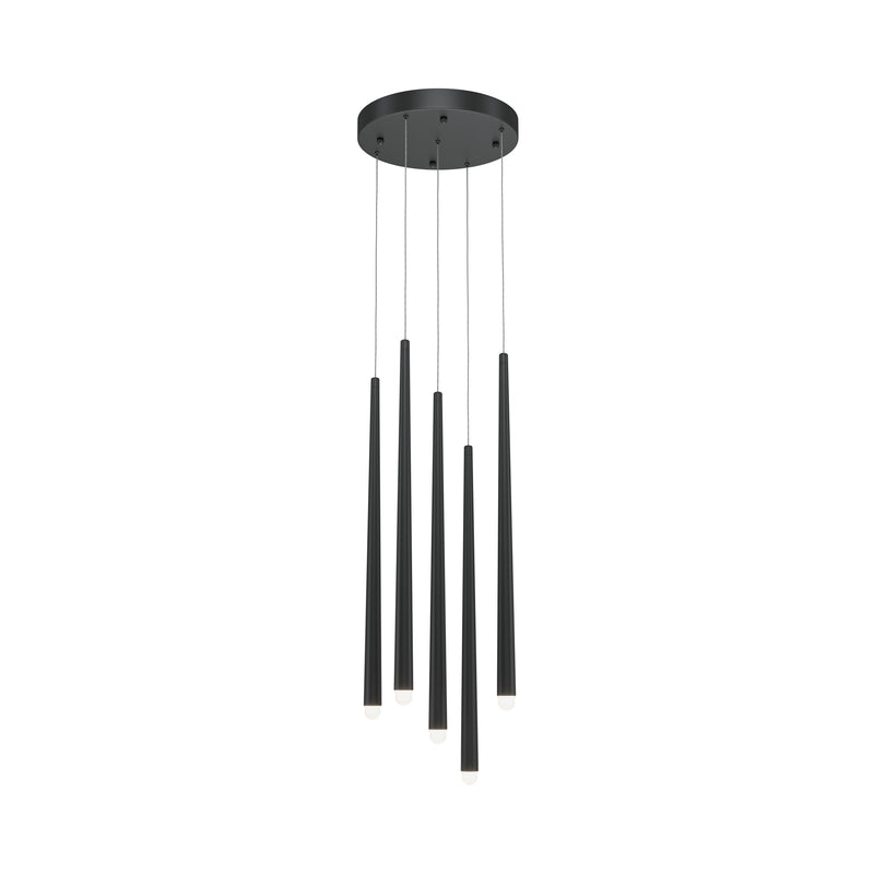 Maytoni Cascade 5L pendant lamp, black LED H 219.3cm