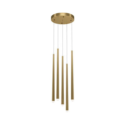 Maytoni Cascade 5L pendant lamp, brass LED H 219.3cm