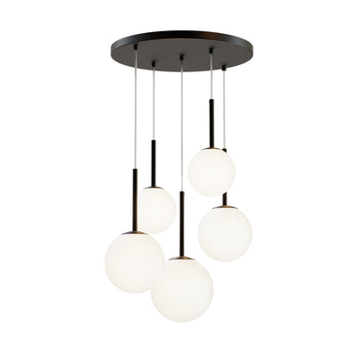 Maytoni Basic form 5L pendant lamp, black E14 D 45cm